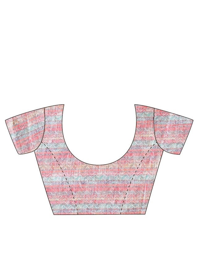 saree mall ساري مول ساري مزين بالأزهار من الشيفون للنساء مع قطعة بلوزة غير مخيطة (كريم_KINJAL4264_SM) - Image 5