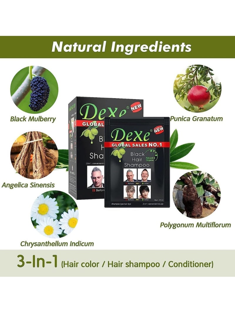 Dexe Black Hair Shampoo Temporary Instant Hair Dye Maintain for Men and Women Grey Hair Color Shampoo Black Wash Hair Cream Black Hair Shampoo for Natural Hair Long Lasting Hair Color Shampoo  - Image 2