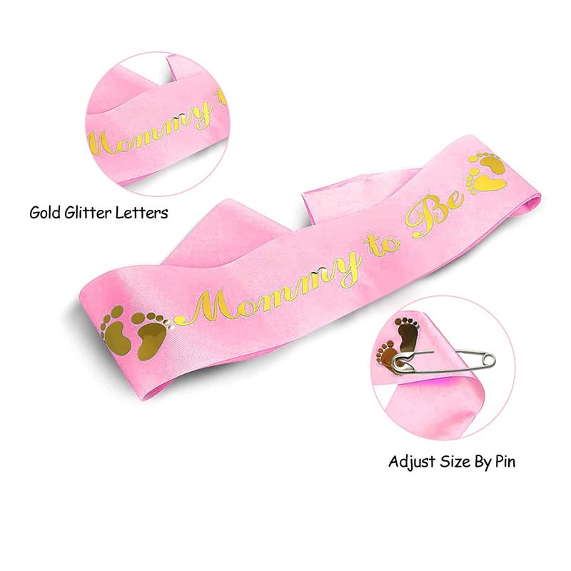Akebrog Baby Shower Mom To Be Sash And Tinplate Badge Daddy To Be Combo Kit,Baby Gender Reveal Party Gifts (Light Pink) - Image 3