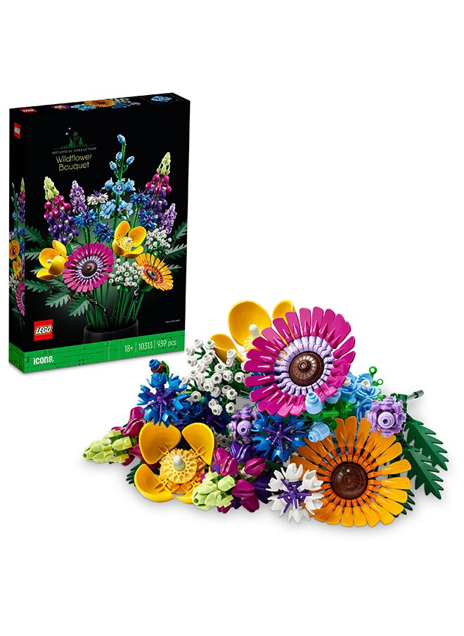 LEGO - Botanicals Wildflower Bouquet Set - Artificial Flowers with Poppies and Lavender - Crafts kit for Adults - Home Office Décor Gifts for Women and Men - Botanical Collection - 10313 (939 pieces) - Image 1