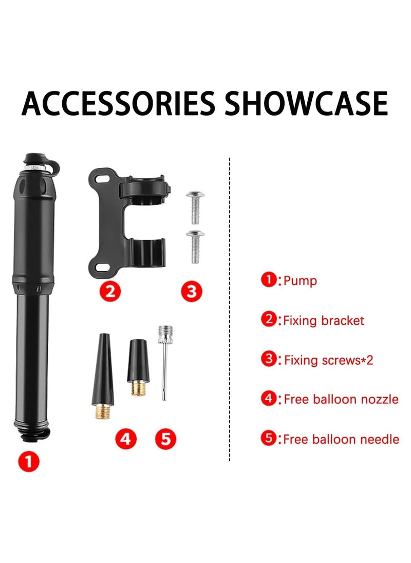 SRLIWHITE Bike Pump, Portable Mini Bicycle Tire Pump,100 PSI / 80 PSI Bicycle Pump Super Fast Tyre Inflation Compatible with Universal Presta and Schrader Valve Bicycle Pump, Ball Pump Needle/Frame Mount  - Image 4