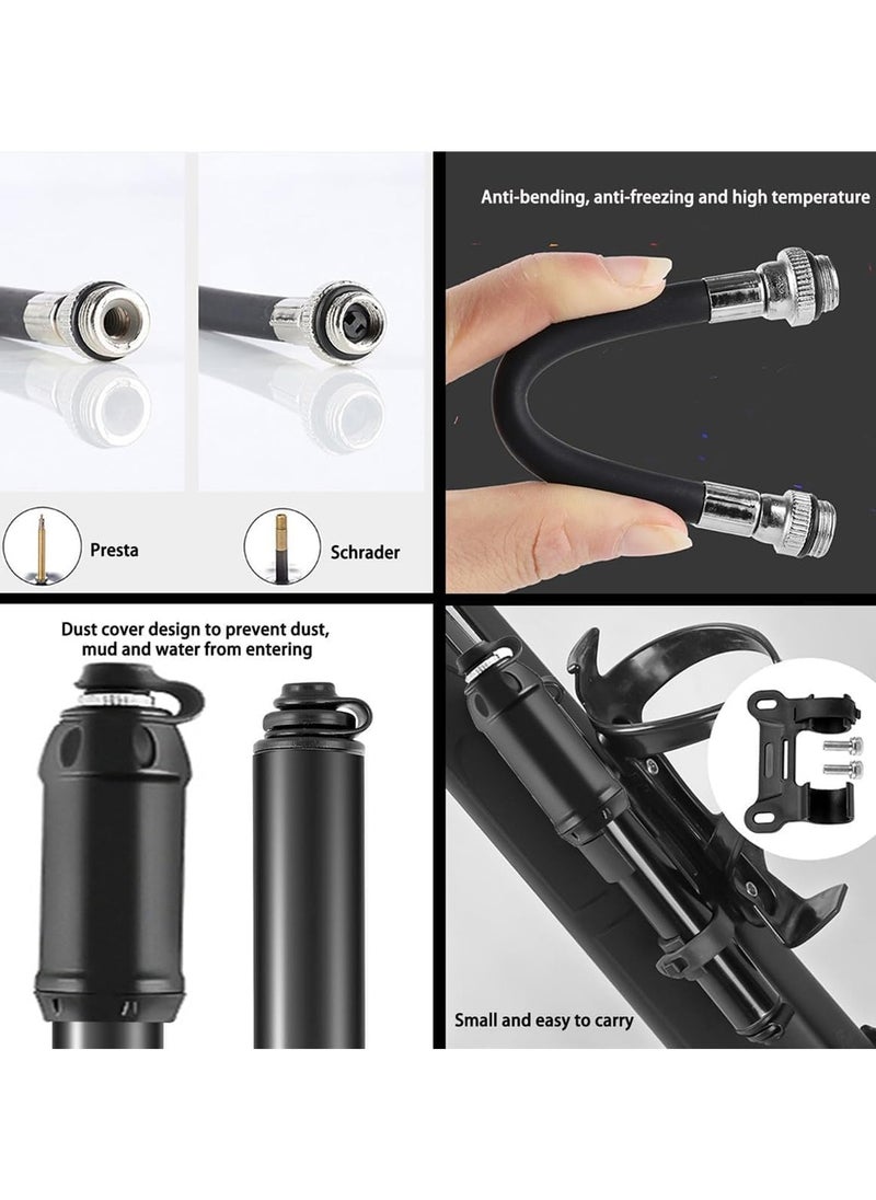 SRLIWHITE Bike Pump, Portable Mini Bicycle Tire Pump,100 PSI / 80 PSI Bicycle Pump Super Fast Tyre Inflation Compatible with Universal Presta and Schrader Valve Bicycle Pump, Ball Pump Needle/Frame Mount  - Image 5