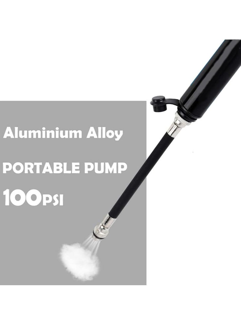Bike Pump, Portable Mini Bicycle Tire Pump,100 PSI / 80 PSI Bicycle Pump Super Fast Tyre Inflation Compatible with Universal Presta and Schrader Valve Bicycle Pump, Ball Pump Needle/Frame Mount