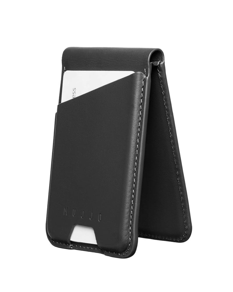 Mujjo Magsafe Compatible Leather Wallet Stand Black - Image 2