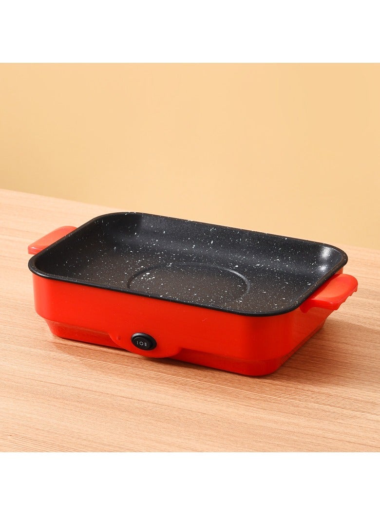 KYD Electric Grill Pan,  Non Stick Household Multi-functional Small Baking Pan 600W Convenient Barbecue Oven Red 30 cm  - Image 1