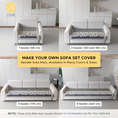 Nendle Superior Velvet Floral Sofa Mat 6 Seater Set Cover Durable Protector for Living Room Sofa Set 3+3, Suitable for L Shape, Sectional and U Shape Sofa (Grey, Pack of 2) - Image 5