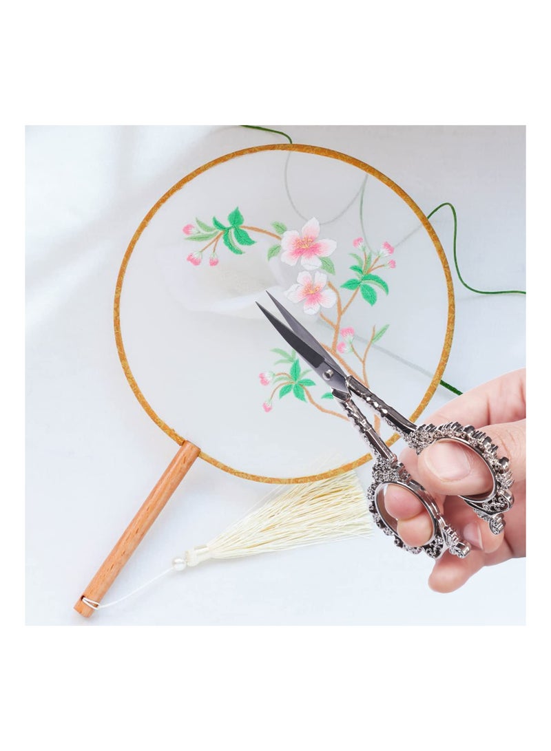 SYOSI 2 Pcs Eyebrow Scissors Vintage Stainless Steel Cuticle Precision Embroidery Scissors Beauty Grooming for Nail, Facial Hair, Eyebrow, Eyelash, Nose Hair, Moustache, Manicure Crochet Threading Tool  - Image 5