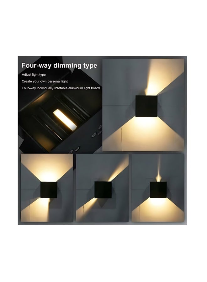 ETRONIK مصباح حائط LED من ETRONIK قطعتين 12 وات 925 لومن 3000 كلفن لأعلى ولأسفل مصابيح حائط حديثة خارجية وداخلية وحدائق وشمعدانات حائط IP65 تصميم مربع زاوية شعاع قابلة للتعديل باللون الأسود - Image 3