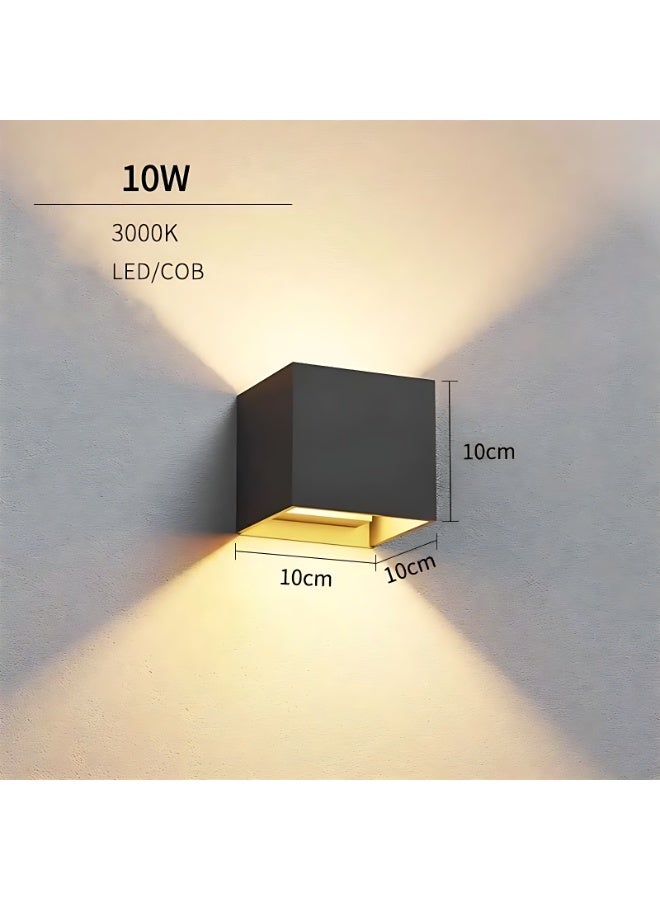 ETRONIK مصباح حائط LED من ETRONIK قطعتين 12 وات 925 لومن 3000 كلفن لأعلى ولأسفل مصابيح حائط حديثة خارجية وداخلية وحدائق وشمعدانات حائط IP65 تصميم مربع زاوية شعاع قابلة للتعديل باللون الأسود - Image 4
