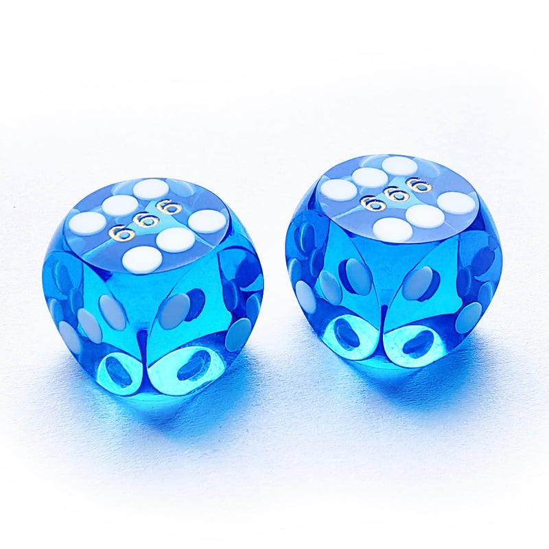 BESCON DICE Professional Precision Round Corner 9/16 Inch (14.3 mm) with Random Serial Number, Precision Cut 14.3 mm Gem Blue, Set of 2 - Image 1