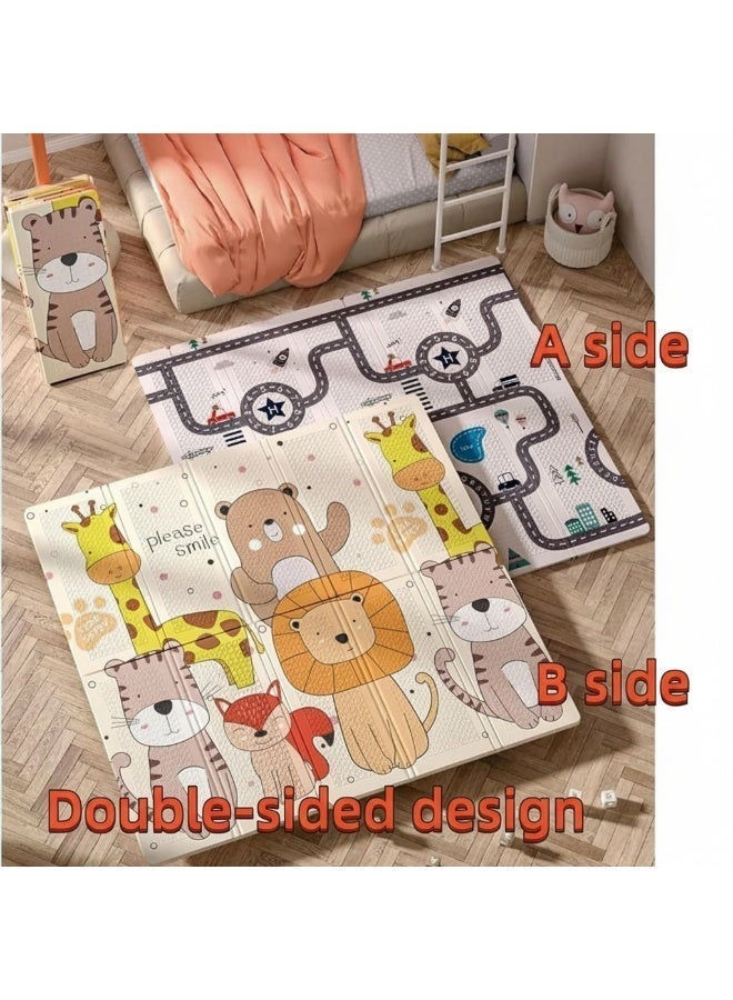 دونيكارت بساط لعب قابل للطي للأطفال من دونيكارت، مقاس 200×180×1.5 سم، بساط لعب إسفنجي كبير جدًا ومقاوم للماء للأطفال الرضع والأطفال الصغار - بساط أنشطة داخلي وخارجي لوقت الاستلقاء على البطن (قطعة واحدة) - Image 4