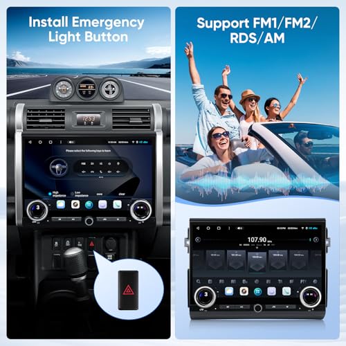 AINAVI 15" Touchscreen Car Stereo Radio for Toyota FJ Cruiser 2007-2021 Wireless CarPlay Android Auto Qualcomm Octa Core 8+128GB BT/WiFi/SWC/DTS GPS Navigation Head Unit Dash Kit Replacement Upgrade - Image 5