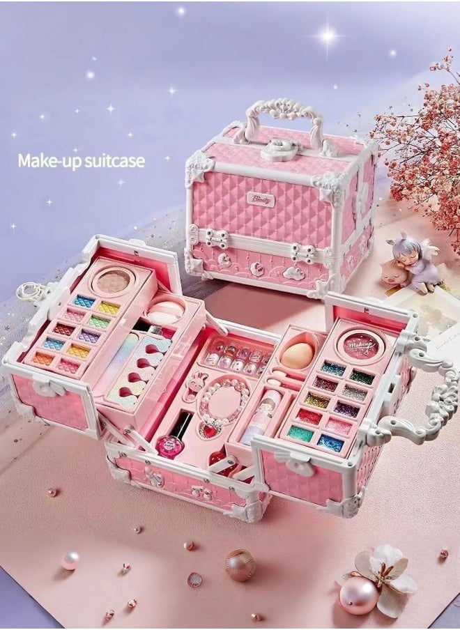 Paka Rabbit Kids Makeup Kit, Real Kids Makeup Set Washable Makeup Set Toys for Girls with Portable Makeup Box Including Lipstick, Eye Shadows and So On, Girls Toys for Girls Aged 5 6 7+ Year Old (A)  - Image 5