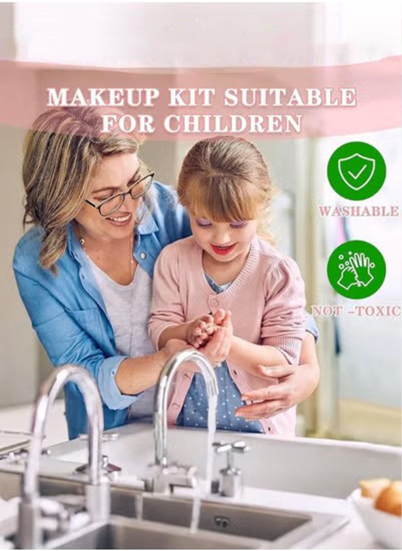 Paka Rabbit Kids Makeup Kit, Real Kids Makeup Set Washable Makeup Set Toys for Girls with Portable Makeup Box Including Lipstick, Eye Shadows and So On, Girls Toys for Girls Aged 5 6 7+ Year Old (A)  - Image 5