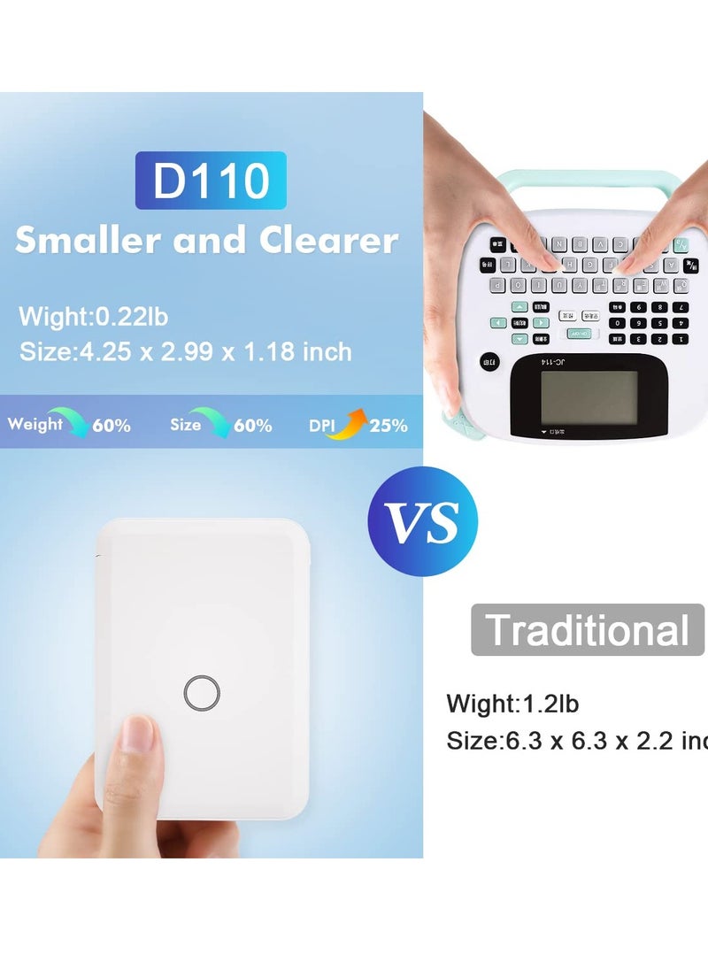 Generic - D110 Mini Label Maker Machine with Tape - Portable Bluetooth Label Printer for Home and Office Organization, Featuring Multiple Templates for Handheld Labeling. - Image 1