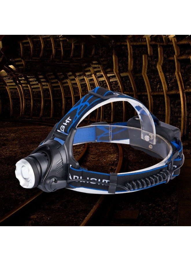 Loquat Outdoor Camping Telescopic Zoom Headlight Three-gear LEDT6 Charging Focusing Light Head-mounted Fishing Mountaineering Headlight-Color:T6 Single Headlight (induction Model) +2*18650 Battery + DC Dir - Image 3