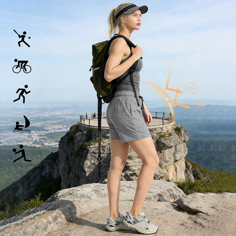 HovSiyla 5 Pack Women Quick Dry Shorts Moisture Wicking Pockets Lightweight Gym Workout Running Summer Athletic Casual Wear 5 Set A Large - Image 3