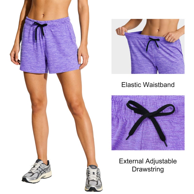 HovSiyla 5 Pack Women Quick Dry Shorts Moisture Wicking Pockets Lightweight Gym Workout Running Summer Athletic Casual Wear 5 Set A Large - Image 4