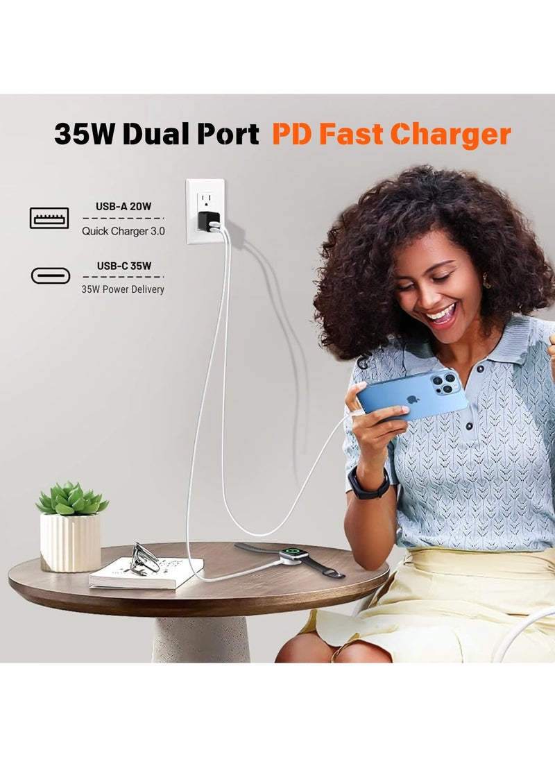 ثريككس شاحن  USB C بقوة 35 وات، شاحن حائط سريع ثنائي المنفذ من GaN، محول طاقة PD لهاتف iPhone 16-12، وGalaxy S24-S10، وPixel 9-6، وMacBook Air M1/M، ومقبس حائط USB C صغير الحجم، ومحول شحن سريع - Image 4
