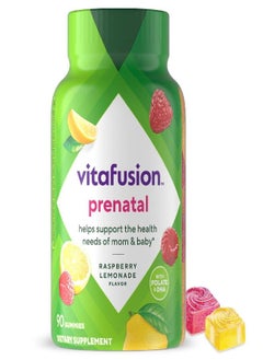 Vitafusion Prenatal Gummy Vitamins, Raspberry Lemonade Flavored, Pregnancy Vitamins For Women, With Folate And Dha, America’S Number 1 Gummy Vitamin Brand, 45 Day Supply, 90 Count (Pack Of 1)  - Image 1