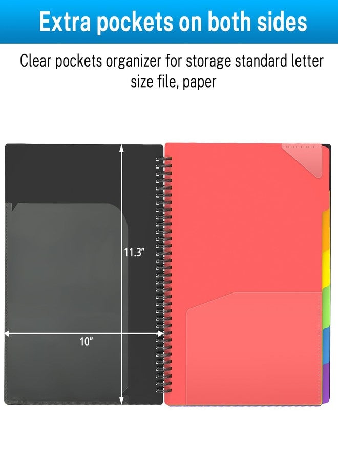 HABGP 12 Pocket Plastic folders with Pockets, 6 Colors Multi Pocket Folder Binder with Dividers, Office Organizer Folder Letter Size School Supplies - Image 2