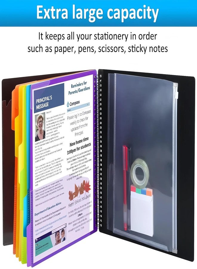 HABGP 12 Pocket Plastic folders with Pockets, 6 Colors Multi Pocket Folder Binder with Dividers, Office Organizer Folder Letter Size School Supplies - Image 5