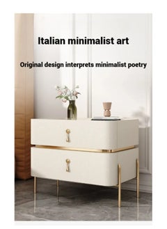 AWD Bedside Table, Solid Wood with Iron Metal Legs Nightstand Table, Side Table for Bedroom  - Image 3