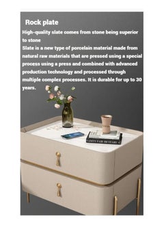 AWD Bedside Table, Solid Wood with Iron Metal Legs Nightstand Table, Side Table for Bedroom  - Image 4