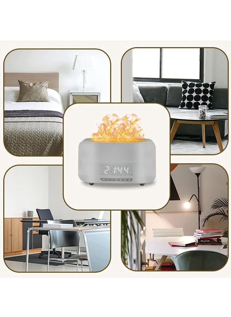 Mi VAZA - Essential Oil Diffuser, Flame Aroma Diffuser With Bluetooth Speaker And Clock, Durable Long Lasting Aromatherapy Diffuser, Portable Silent Room Diffusers For Home Office, (Grey And White) - Image 1