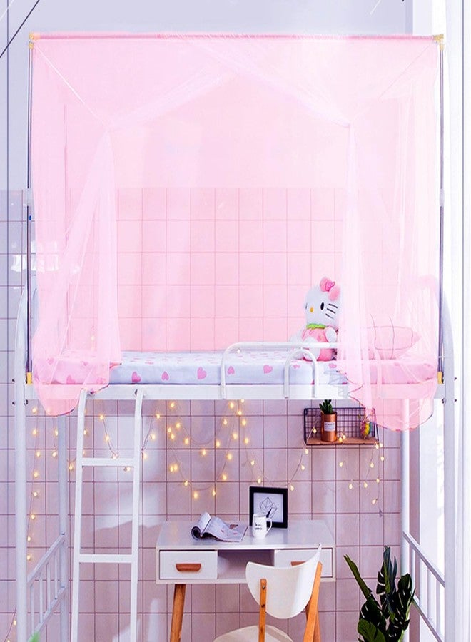Eimilaly 8-Corner Bed Canopy Curtains for Girls, Boys, Dormitory, Loft Beds & Outdoor Camping, Fits 1.8M Single Bed - Pink - Image 3