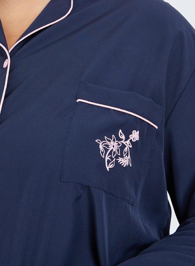 ستايلي طقم بيجاما بقميص كحلي بمقاسات كبيرة - Image 3