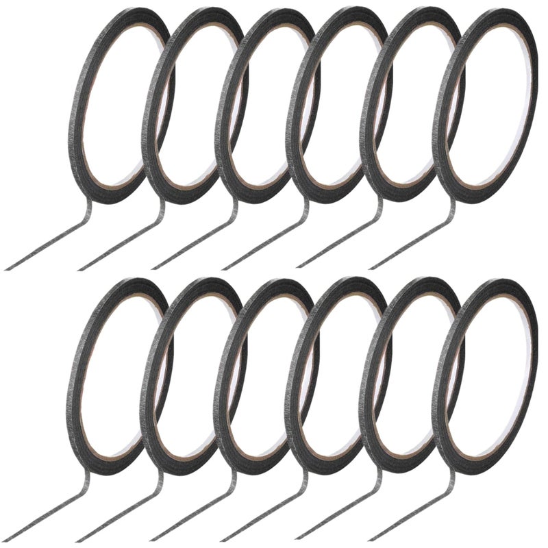 JCZD 12 Rolls 1/8 Whiteboard Tape Line, 3mm Thin Tape for Dry Erase Board, Pinstriping Tape, Draping Tape, Chart Tape for White Board Accessories DIY Art Crafts (Black-12 Rolls) - Image 1