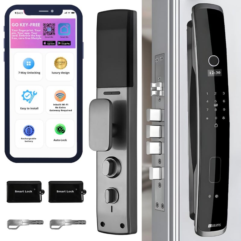Golens X46 Smart Digital Door Lock 7 Ways to Unlock Fingerprint Pin Code RFID Card OTP Mobile App Mechanical Key Keyless Digital Entry Easy Installation - Image 1
