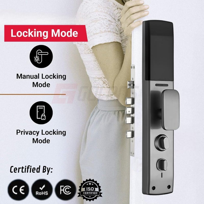 Golens X46 Smart Digital Door Lock 7 Ways to Unlock Fingerprint Pin Code RFID Card OTP Mobile App Mechanical Key Keyless Digital Entry Easy Installation - Image 4