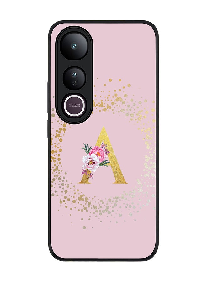 Stylizedd For vivo V50 Lite Case,Slim fit Camera Protection, Shockproof Thin Phone cover  - Custom Monogram Floral - A  (Pink )