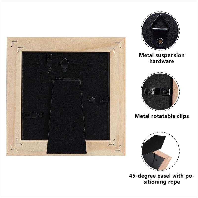 CORE ART 6x6 Picture Frame  Handmade Wood Rustic Gray (Grey) Photo Frame Set of 2  High Definition Semi-tempered Glass Wall or Tabletop Display - Image 3