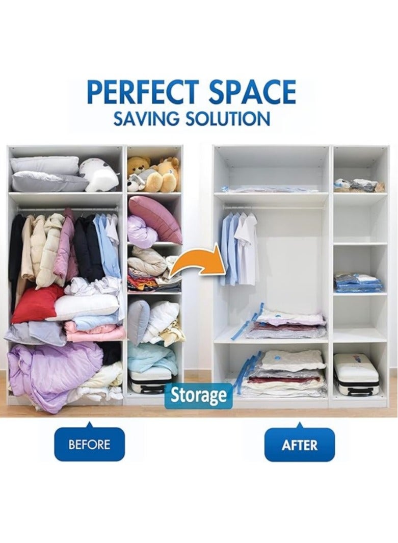 SAHHAHOME 6 Pcs Vacuum Storage Bags with Hand Pump – Reusable Space Saver Compression Bags for Clothes, Bedding, Blankets, and Travel - Image 5