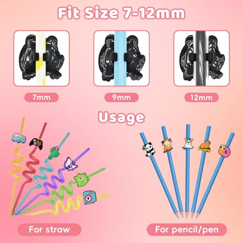 XHAOYEAHX Pencil Topper Decoration, 60 PCS Cute Pencil Topper Erasers Decoration,Kawaii Pen Straw Clips Decor Accessories,Pencil-Top Charms - Image 5