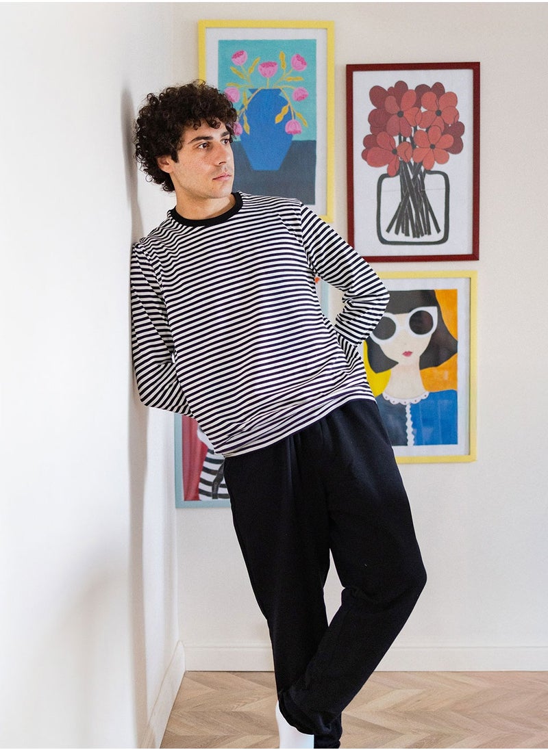 Arafa - Men Striped Cotton PJ set Regular Fit - Image 1
