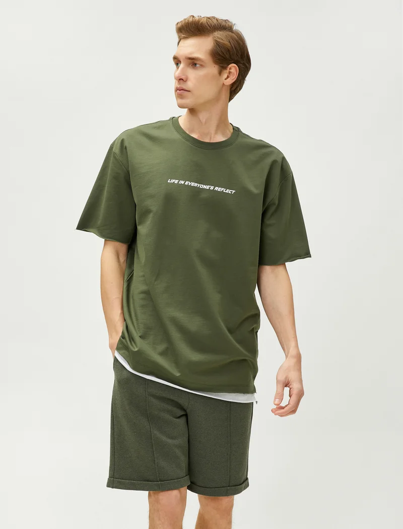KOTON Koton | Printed Contrast Trim Oversized T-Shirt