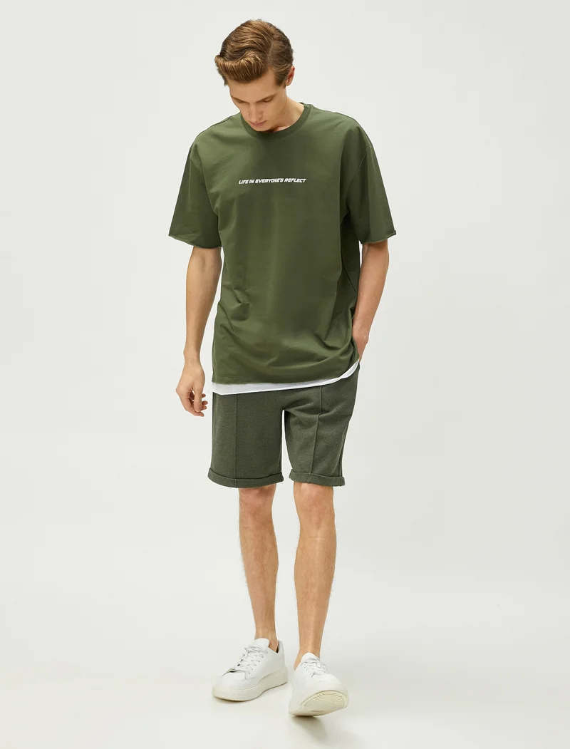 KOTON Koton | Printed Contrast Trim Oversized T-Shirt
