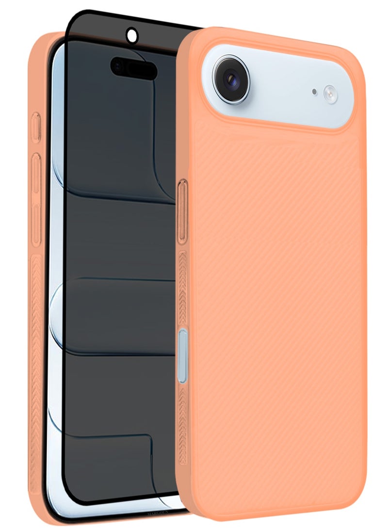 CATANES 2 Packs Case Cover for iPhone 17 Air - Sturdy Durable Ultra-Thin Case - Air Skin Line Design Transparent Back Cover - Drop Protection Cover  with Privacy Screen Protector - Cosmic Orange - Image 1