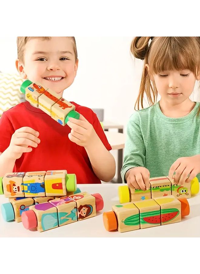 Caterpillar Wooden Rotating Puzzle Blocks For Early Education And Cognitive Development - Image 2