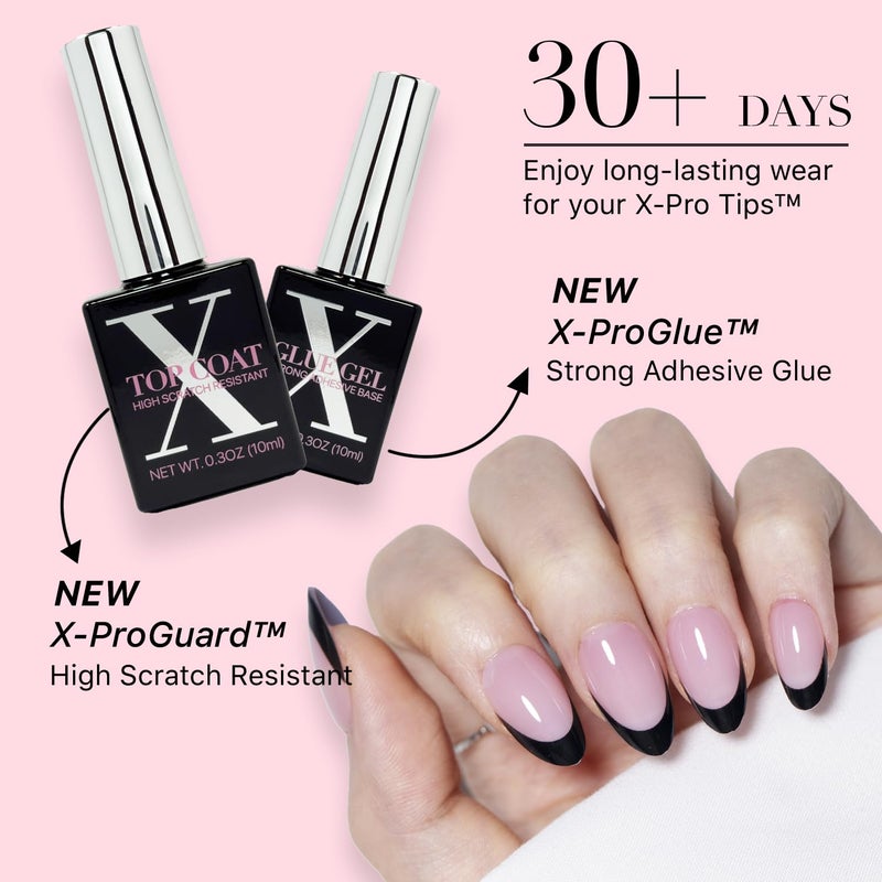 SXC Cosmetics French Tip Press On Nails â€“ Black Series, Medium Square, X-Pro Tips Starter Kit | 150PCS, 15 Sizes, 5 Styles, Beginner-Friendly - Image 4