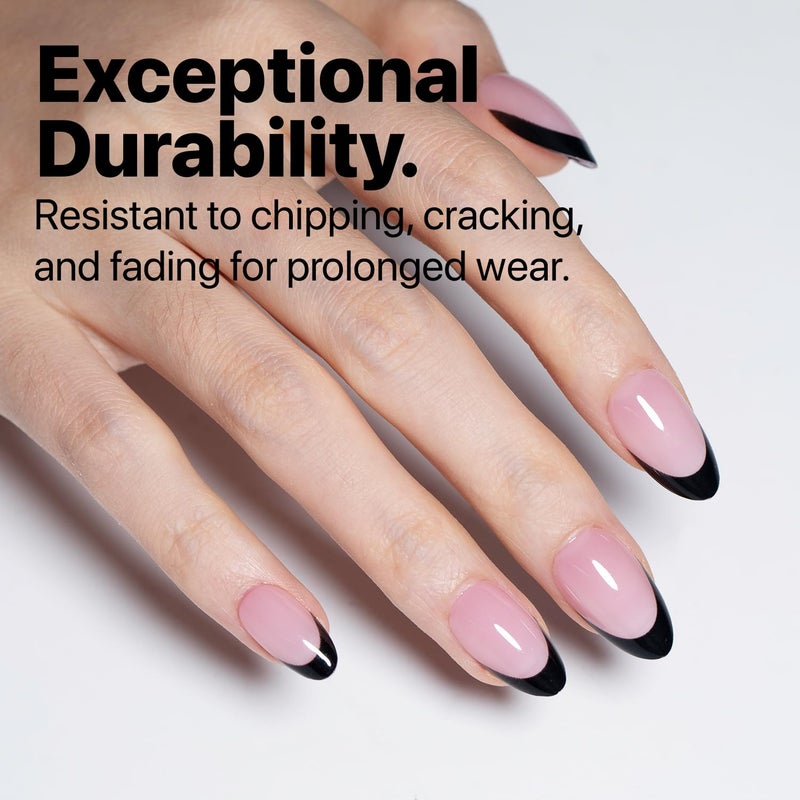 SXC Cosmetics French Tip Press On Nails â€“ Black Series, Medium Square, X-Pro Tips Starter Kit | 150PCS, 15 Sizes, 5 Styles, Beginner-Friendly - Image 5