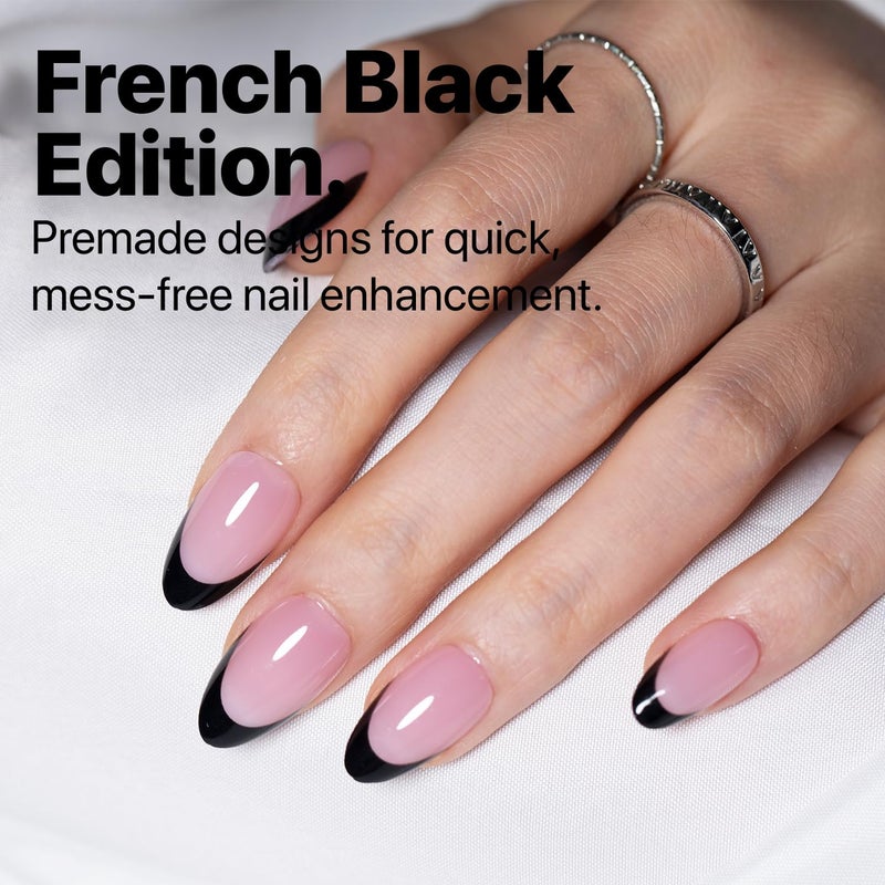 SXC Cosmetics French Tip Press On Nails â€“ Black Series, Medium Square, X-Pro Tips Starter Kit | 150PCS, 15 Sizes, 5 Styles, Beginner-Friendly - Image 2