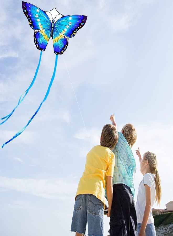 HONBO Butterfly Kites for Kids & Adults,55" x 28" Large Beginner Kite for Kids Ages 4-8,Easy to Fly for Beginners, Each Kite with 300ft Line Handle,Beach Kites for Outdoor Family Trip (Blue) - Image 2