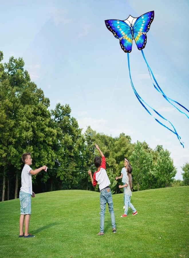 HONBO Butterfly Kites for Kids & Adults,55" x 28" Large Beginner Kite for Kids Ages 4-8,Easy to Fly for Beginners, Each Kite with 300ft Line Handle,Beach Kites for Outdoor Family Trip (Blue) - Image 3