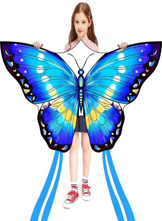HONBO Butterfly Kites for Kids & Adults,55" x 28" Large Beginner Kite for Kids Ages 4-8,Easy to Fly for Beginners, Each Kite with 300ft Line Handle,Beach Kites for Outdoor Family Trip (Blue) - Image 1