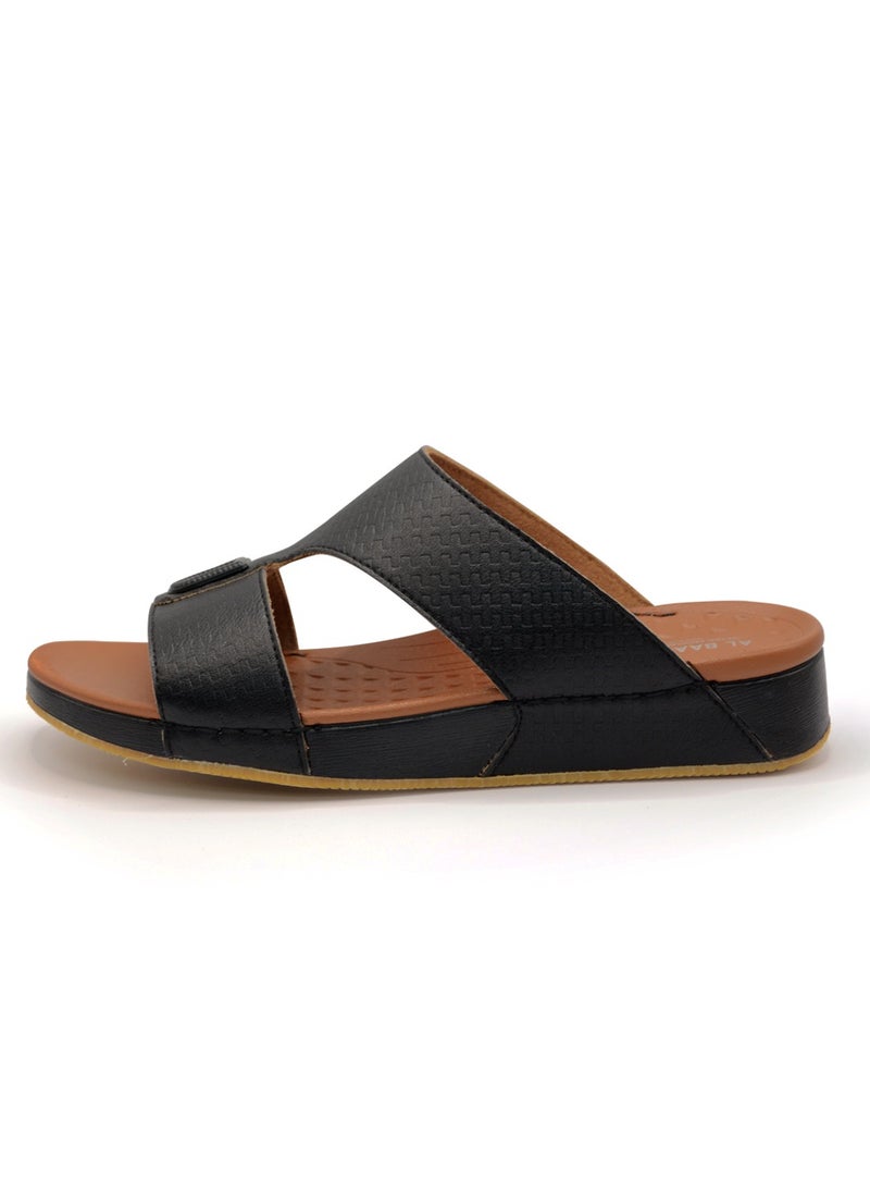 AL BAAZ - Al Baaz Black Arabic Sandals for Men - Traditional Leather Men Sandals - Image 1